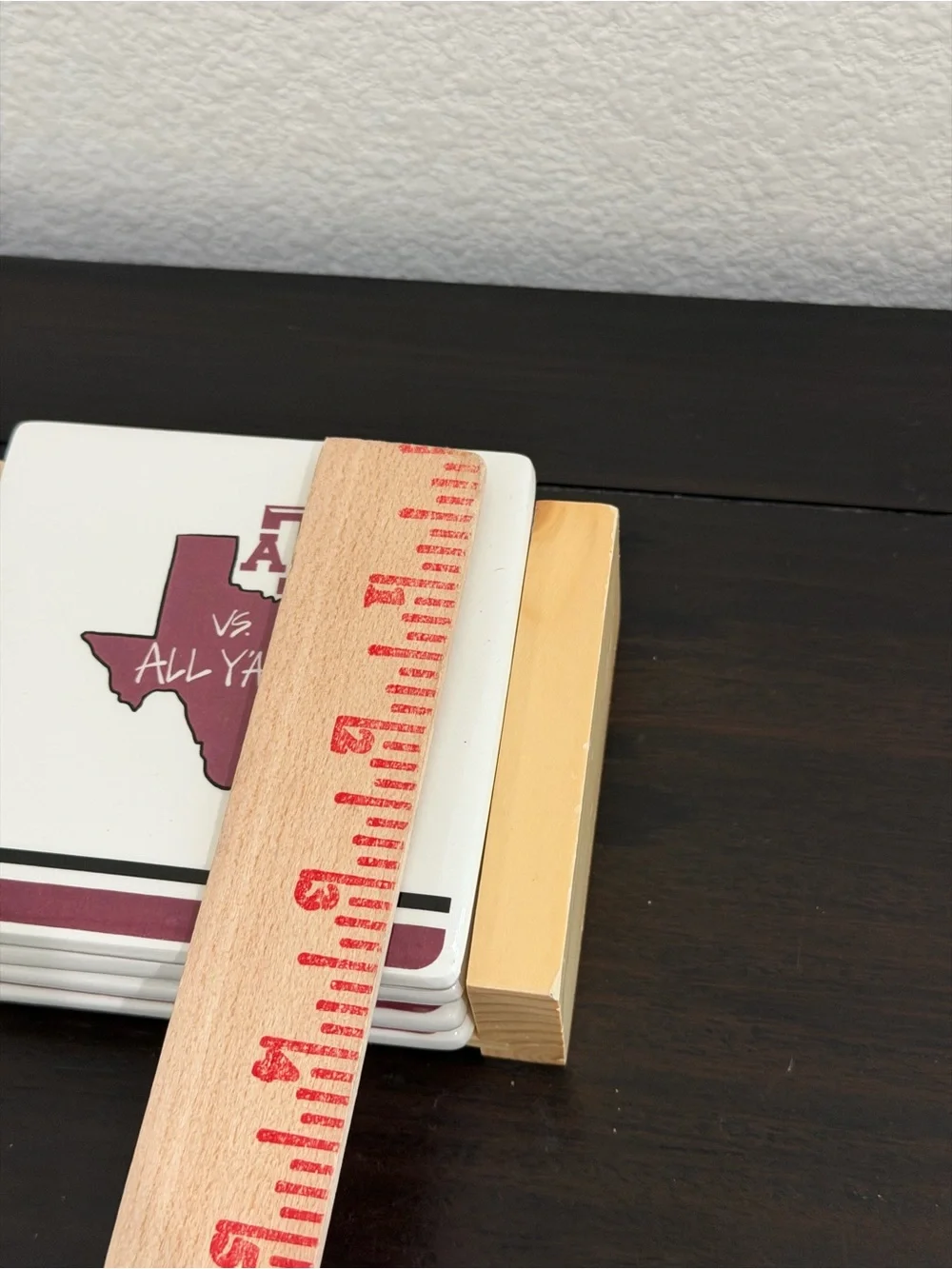 Texas A&M Ceramic Coaster with Texas Silhouette - Maroon & White